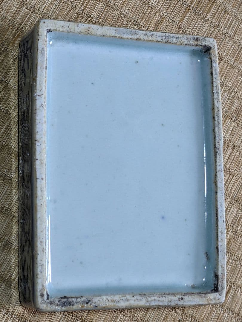 ♦中国古陶磁 青花 長方形印盒 盒子 染付 印泥入 古玩 古美術品 骨董品