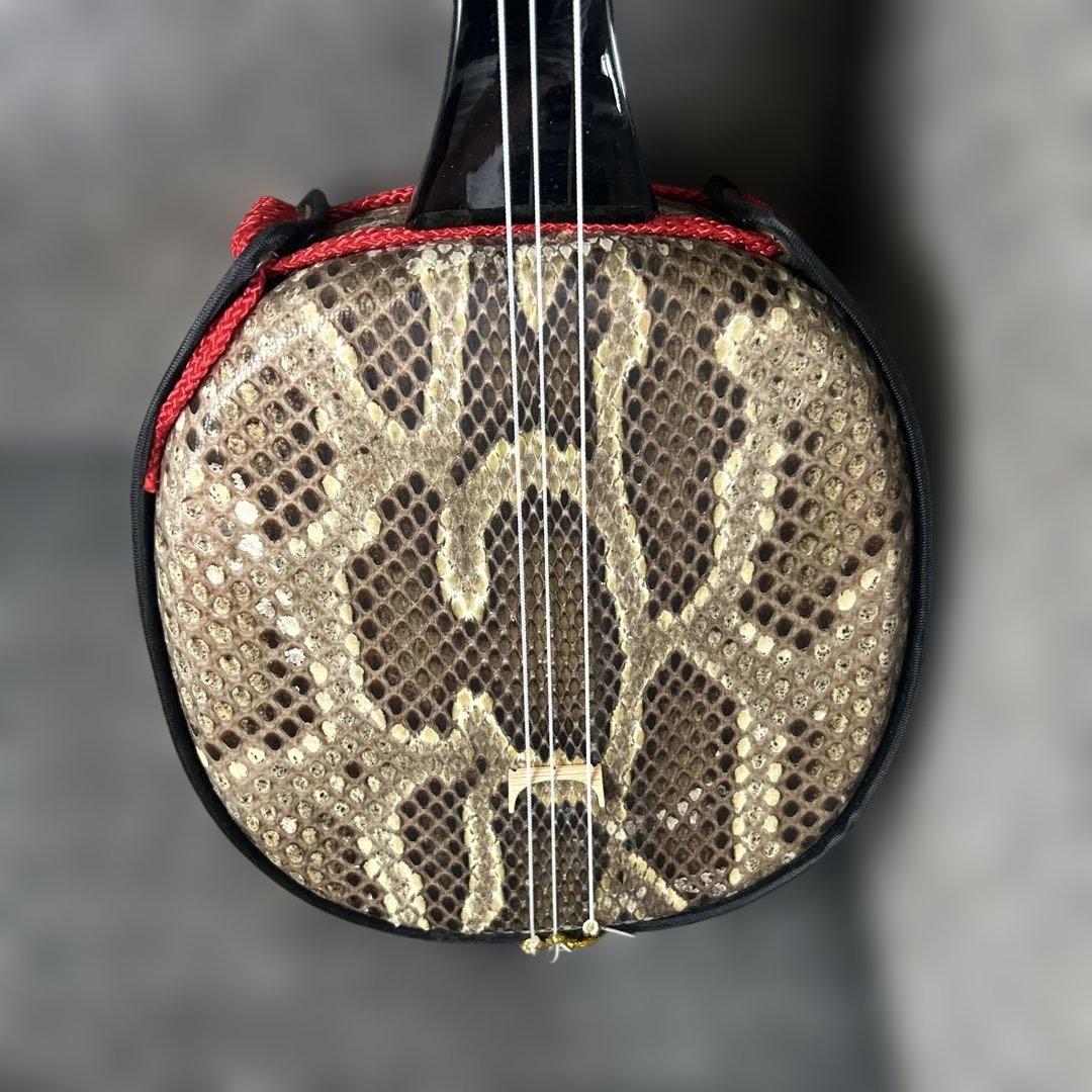 ヘビ皮 三線本体 3弦 黒/ベージュ