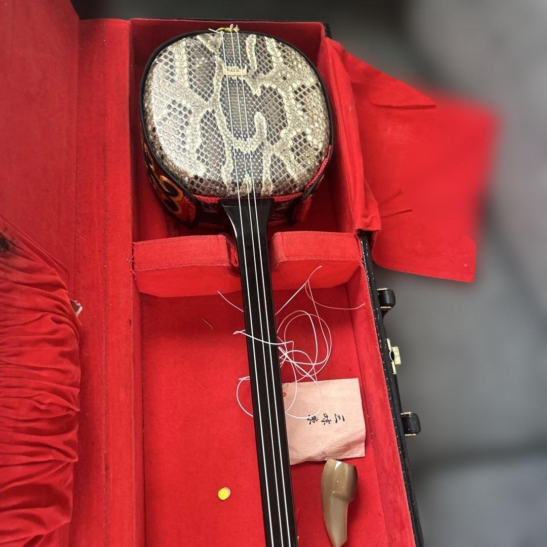 ヘビ皮 三線本体 3弦 黒/ベージュ