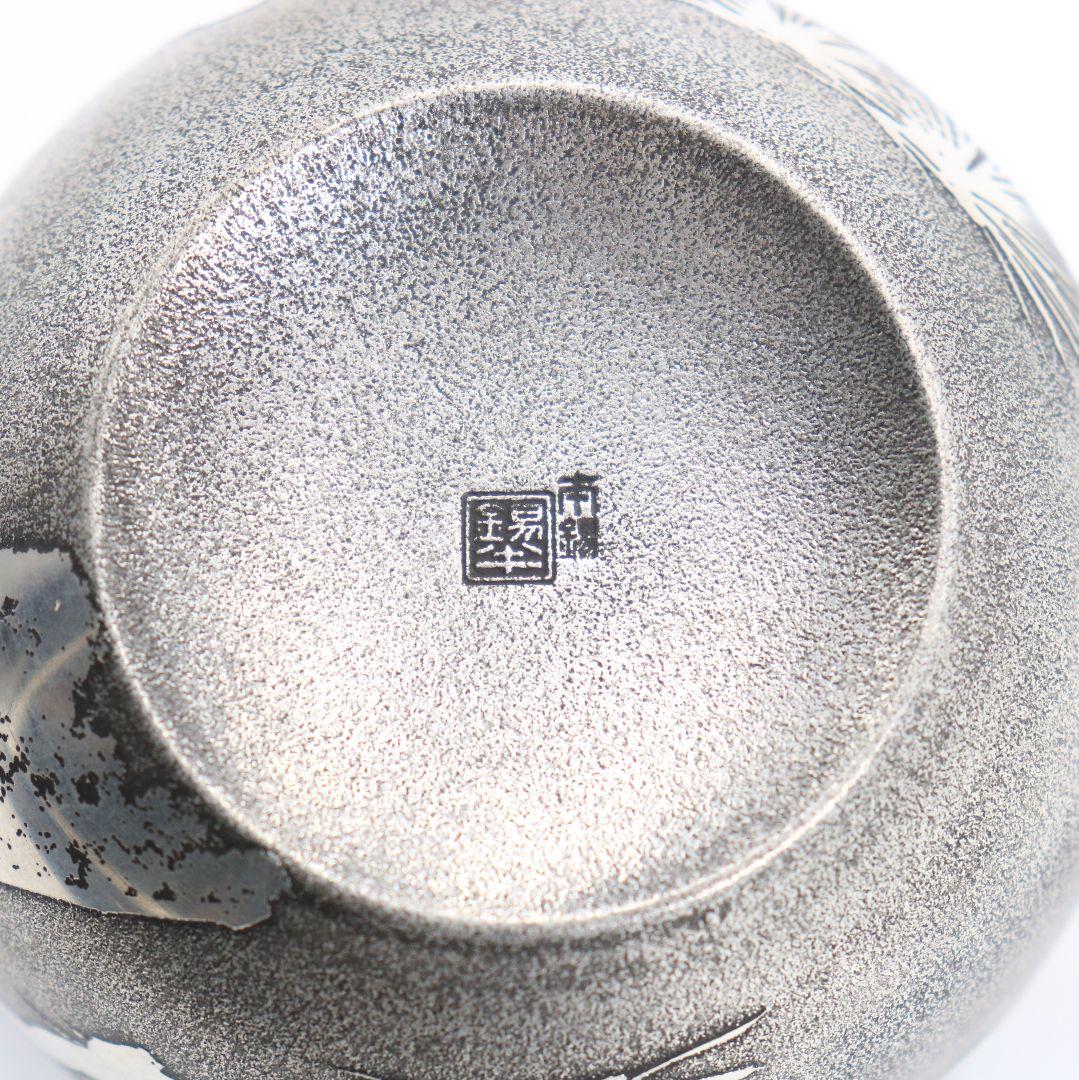 錫半製 茶器 急須 茶托 本錫上錫 歳寒三友図 松竹梅五君子 煎茶道具　M70