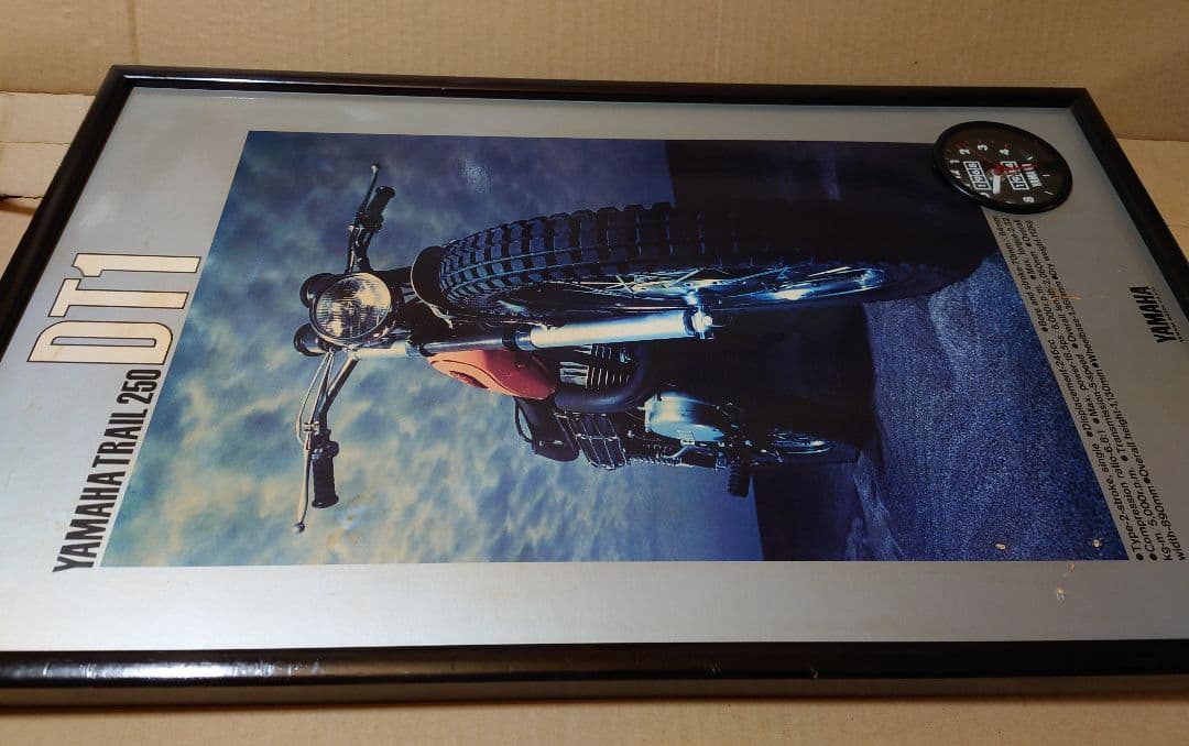 ヤマハ　250　DT1 木製パネルポスター時計付き　希少　レトロ　当時物！