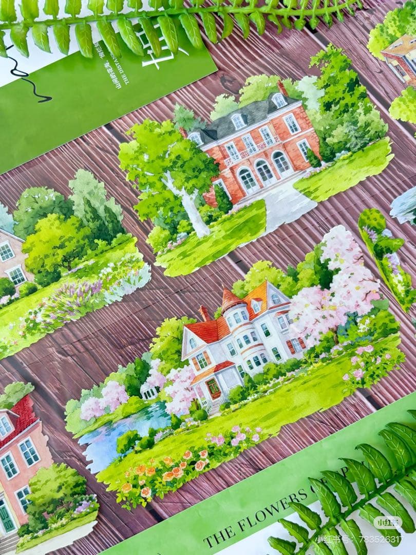 【9045】海外　マステ　5m巻　PETマスキングテープ　荘園　建物　装飾系