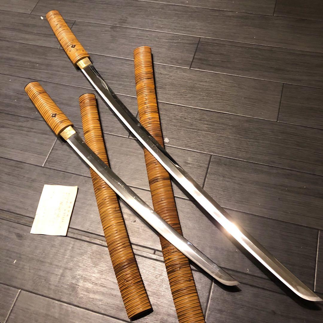 高級美術居合刀剣　籐巻造り　高級居合刀　大小セット　刀剣証明書付き　模造刀　名刀