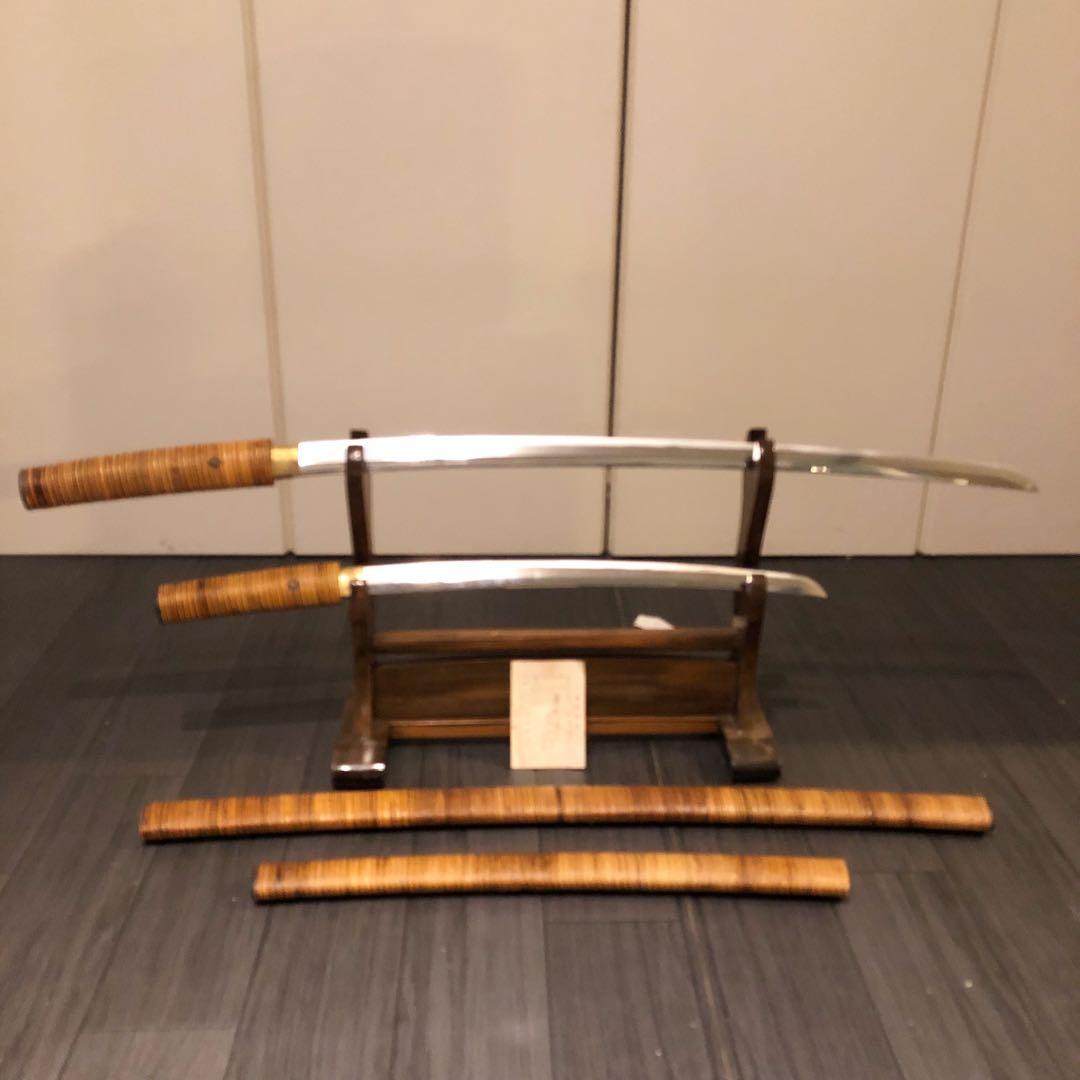 高級美術居合刀剣　籐巻造り　高級居合刀　大小セット　刀剣証明書付き　模造刀　名刀