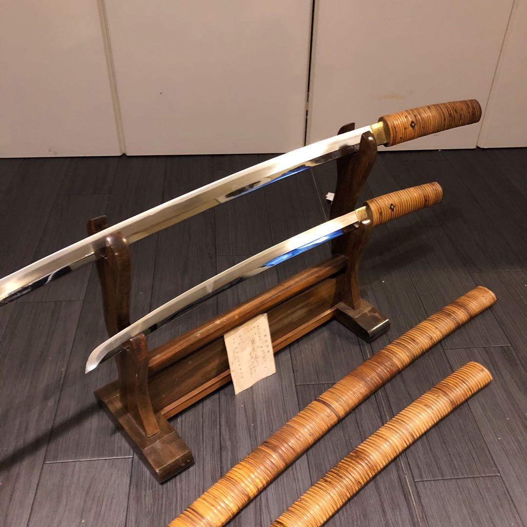高級美術居合刀剣　籐巻造り　高級居合刀　大小セット　刀剣証明書付き　模造刀　名刀