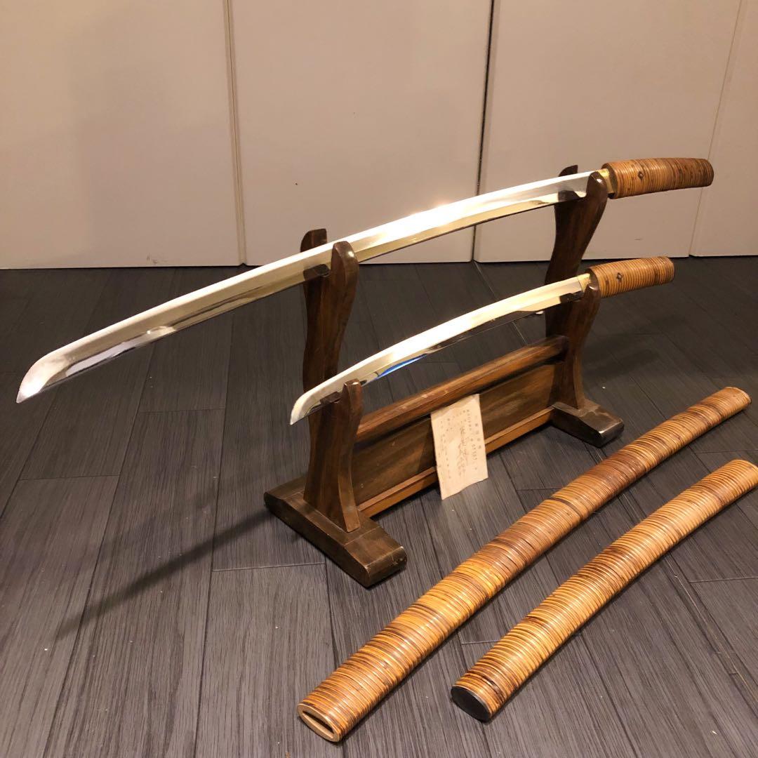 高級美術居合刀剣　籐巻造り　高級居合刀　大小セット　刀剣証明書付き　模造刀　名刀