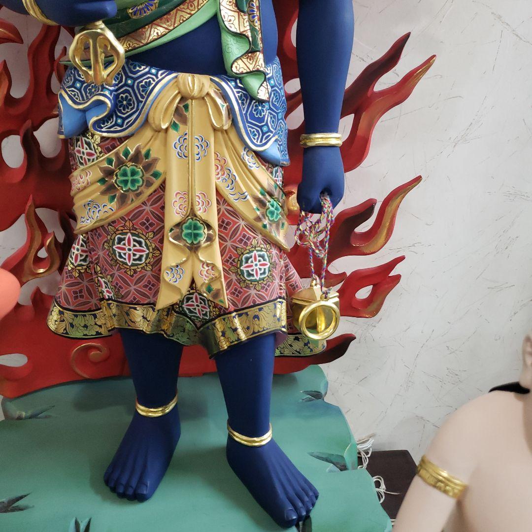 Ｂフライデー送料無料★極彩色 不動明王三尊像2尺★矜羯羅童子・制多迦童子1尺