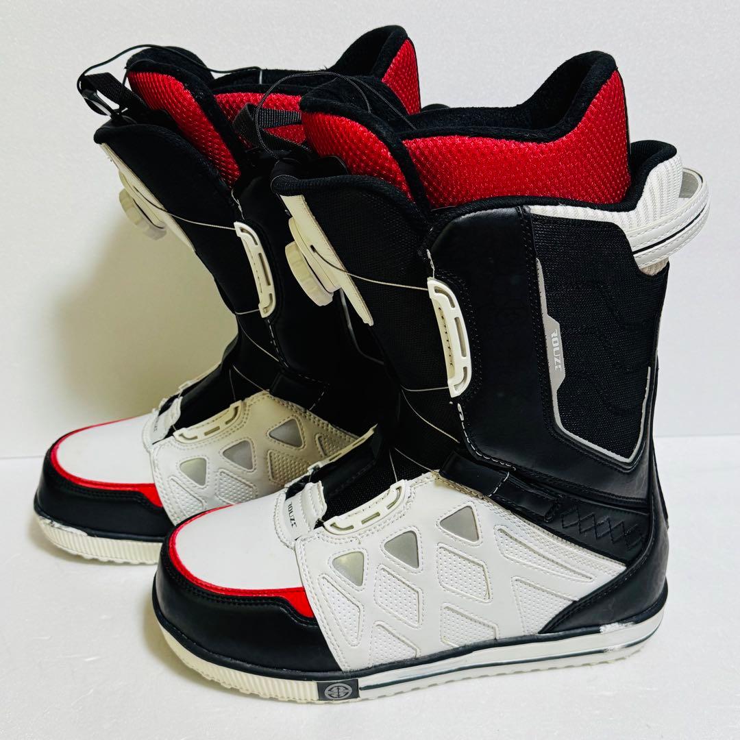 27cm スノーボードブーツ 黒/赤/白初心者BoAダイヤル式簡単27センチ