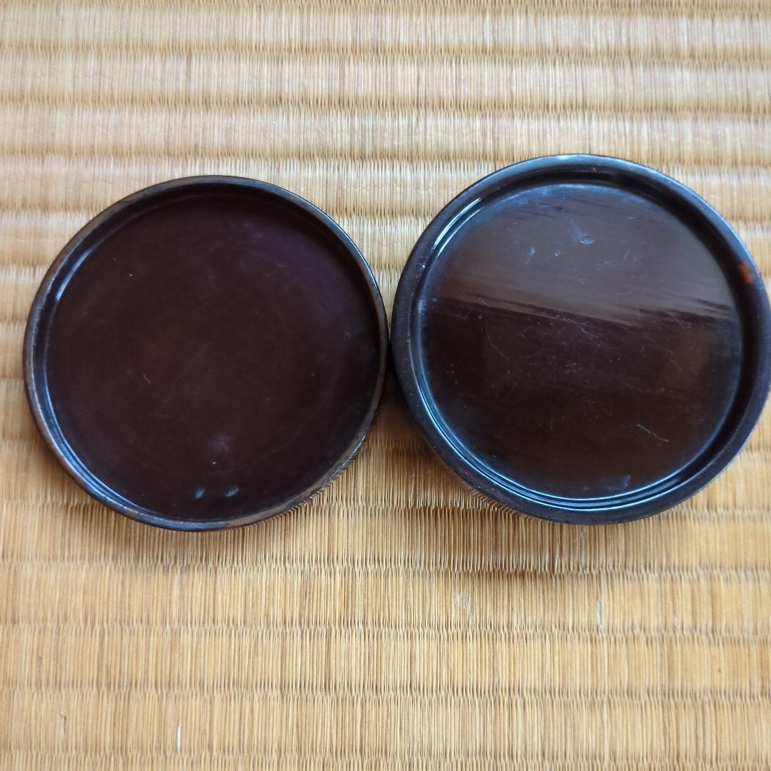 金箔装飾 漆器 香合 円形　大黒様　金蒔絵　打出の小槌　俵　骨董品　古美術