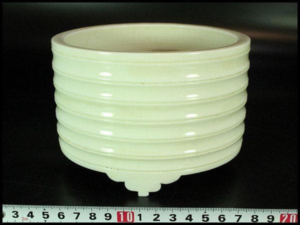 中国美術 白磁 香炉 φ15cm 茶道具 香具(K-RC960)
