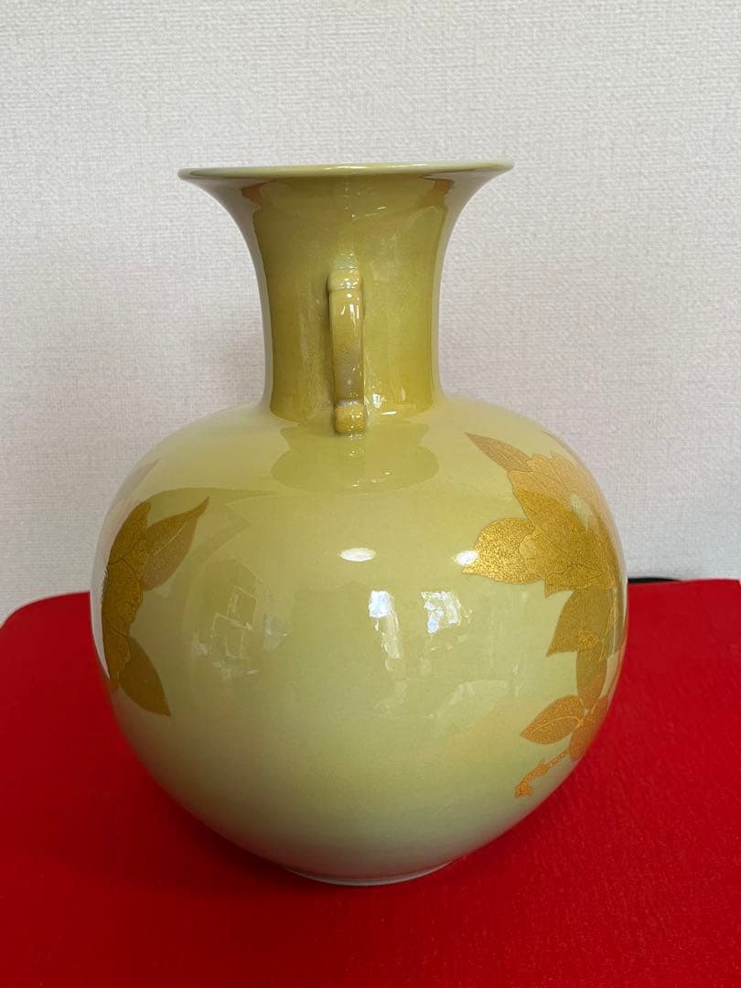 人間国宝 吉田美統 秀逸作 釉裏金彩 花瓶 『椿寿』 Y41 本物保証 完品