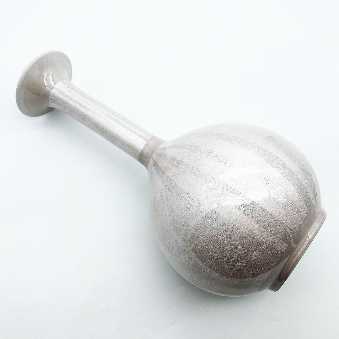 九谷焼 石川県指定無形文化財 中田一於 淡桜釉裏銀彩 花入 花瓶 作家