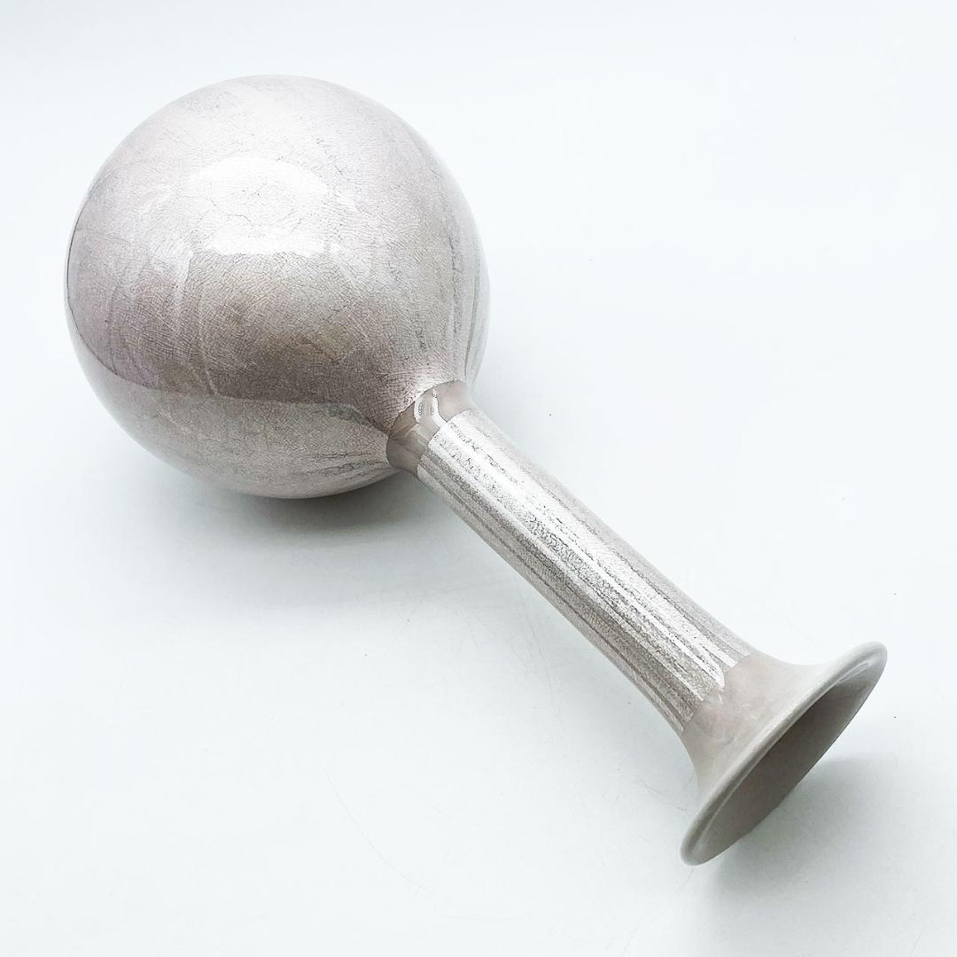 九谷焼 石川県指定無形文化財 中田一於 淡桜釉裏銀彩 花入 花瓶 作家