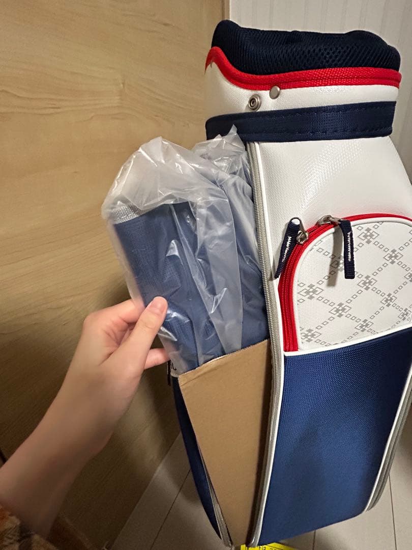 TOUR STAGE キャディバッグ ホワイト/ネイビー/レッド