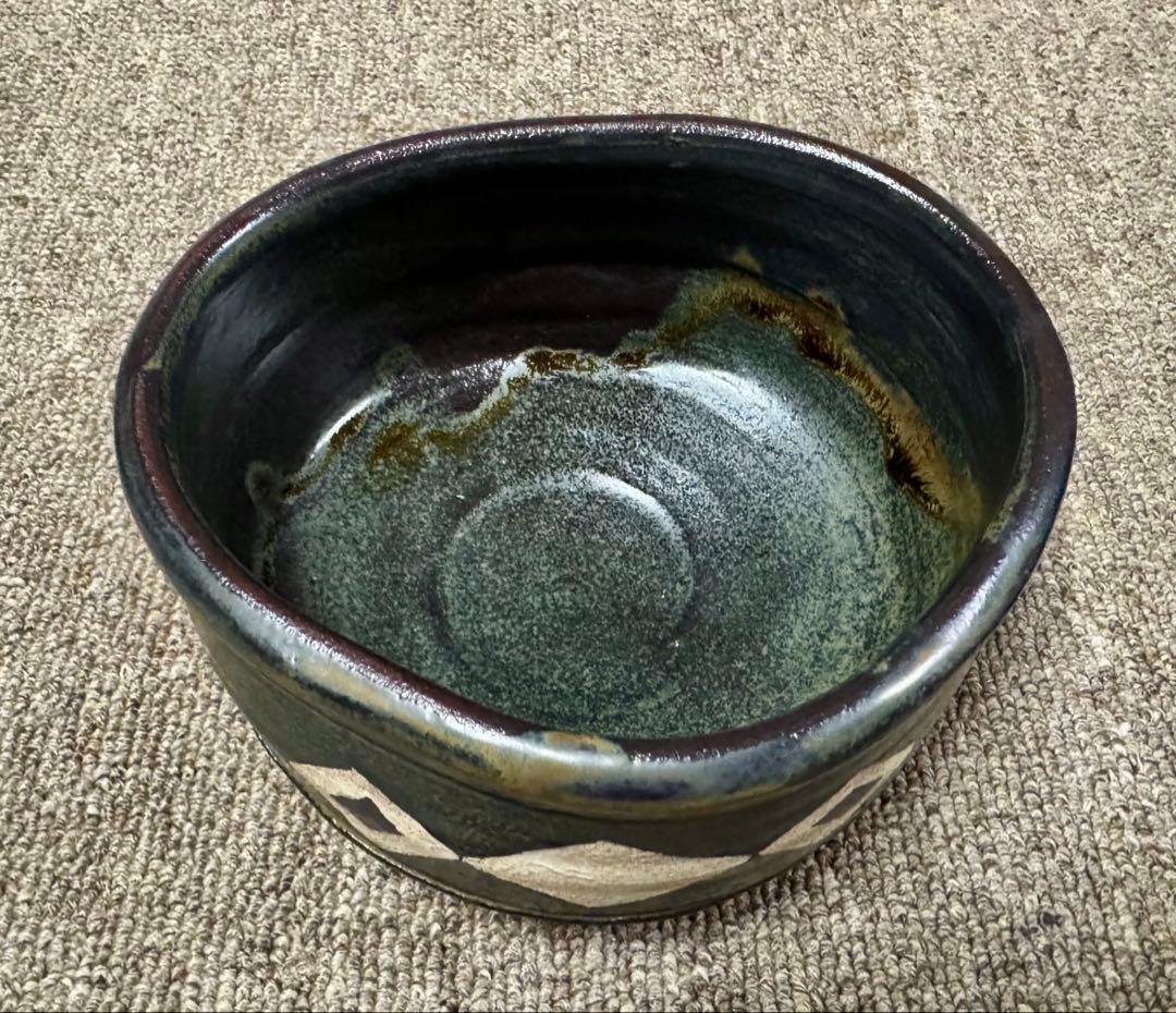 黒織部 クルス紋 茶碗 バチカン帝国の土 川本了生 造