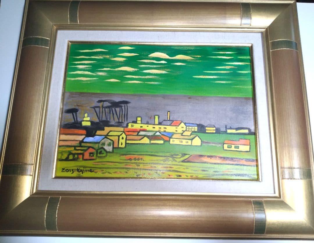 児島善三郎、絵画、油彩４号、秋郊、新品高級額縁、肉筆、山下清、東郷青児、鴨居玲。