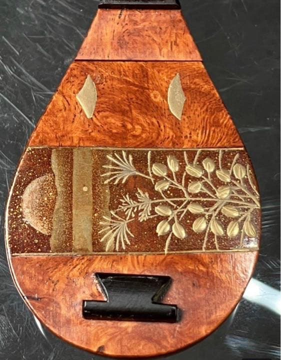 秋草蒔絵【 琵琶香合 中村孝也 28ｇ 】1点1941年 加賀蒔絵 塗師(参州)