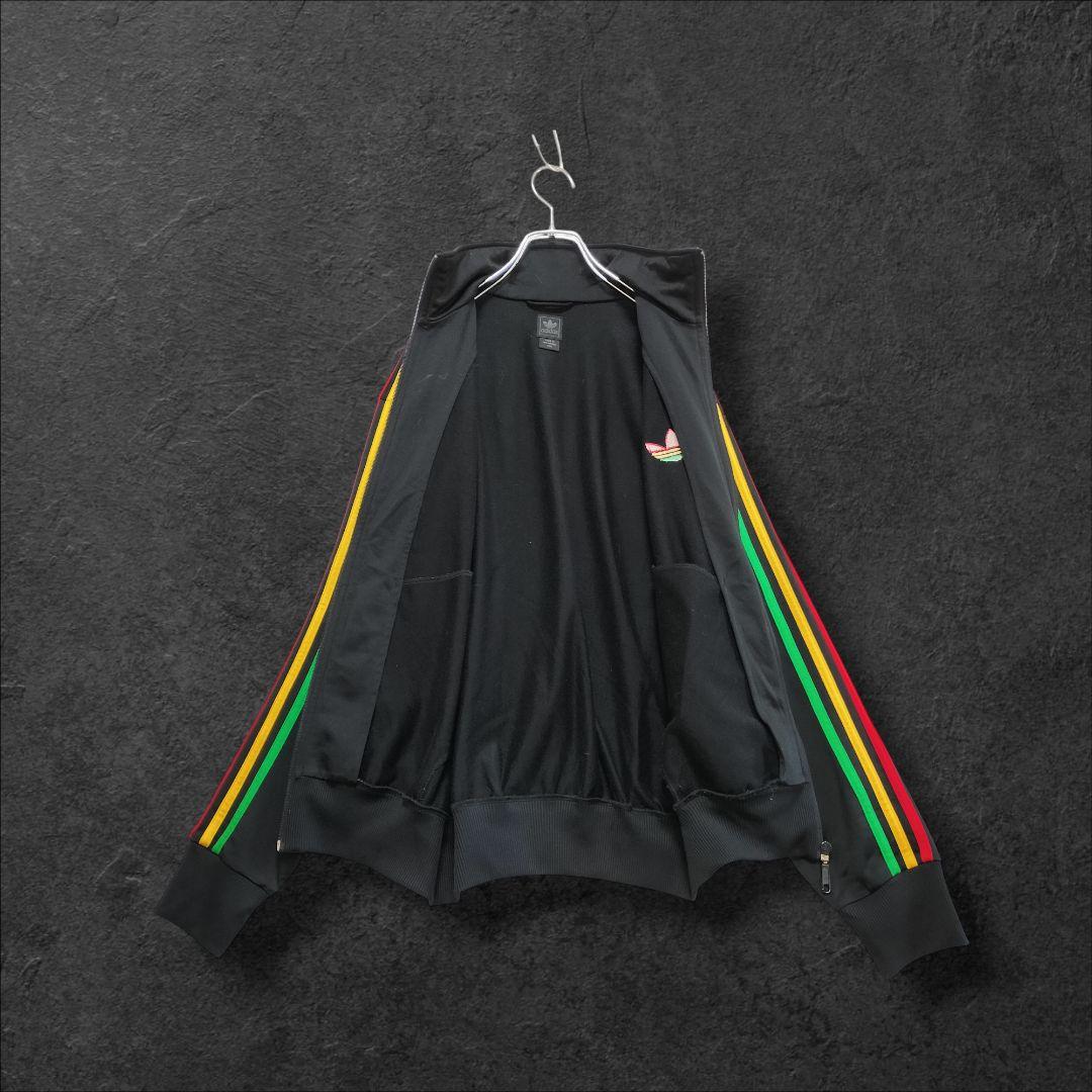 ★人気　アディダス　ジャージ　トラックジャケット　刺繍ロゴ　ラスタカラー　M