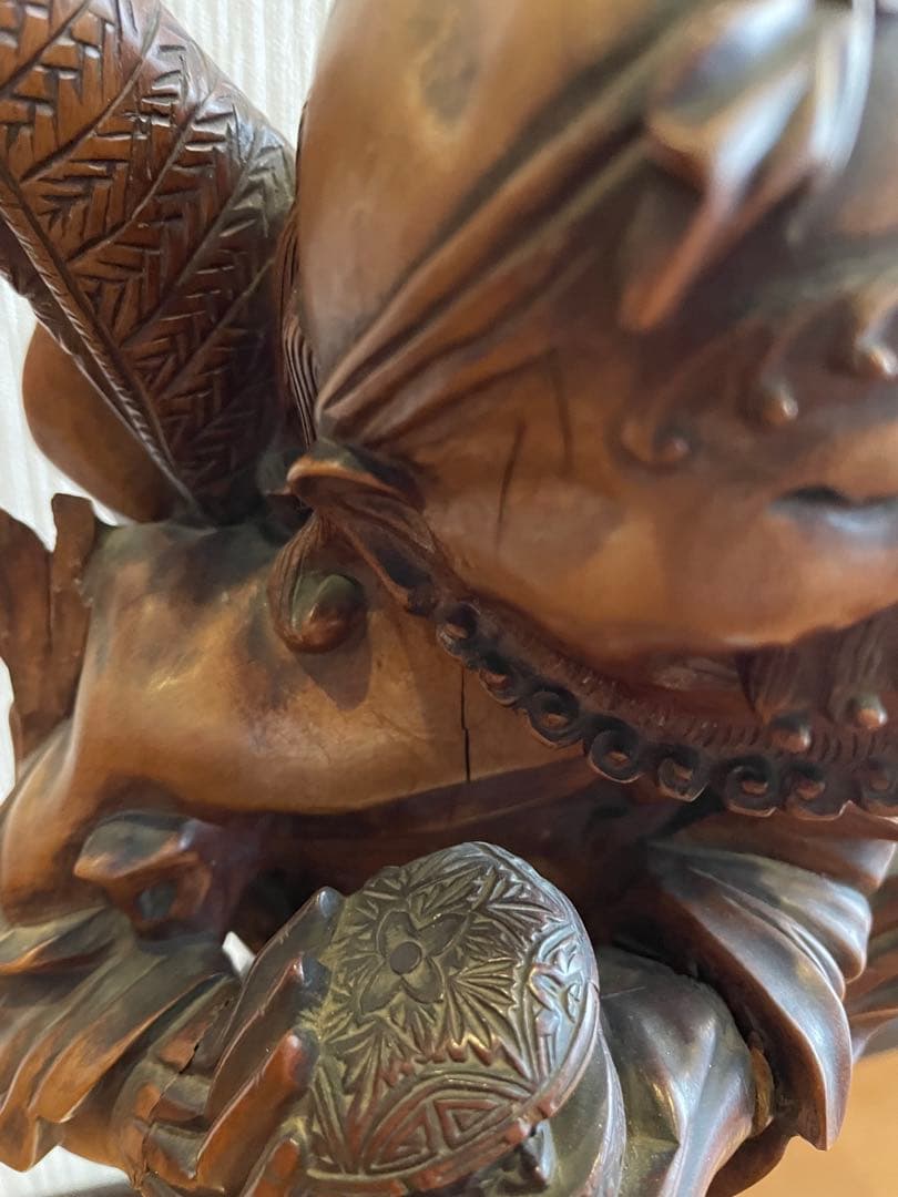 美術品級木製彫刻像 高さ約40 cm 2.22 kg 人物像　置物　黄楊(ツゲ)