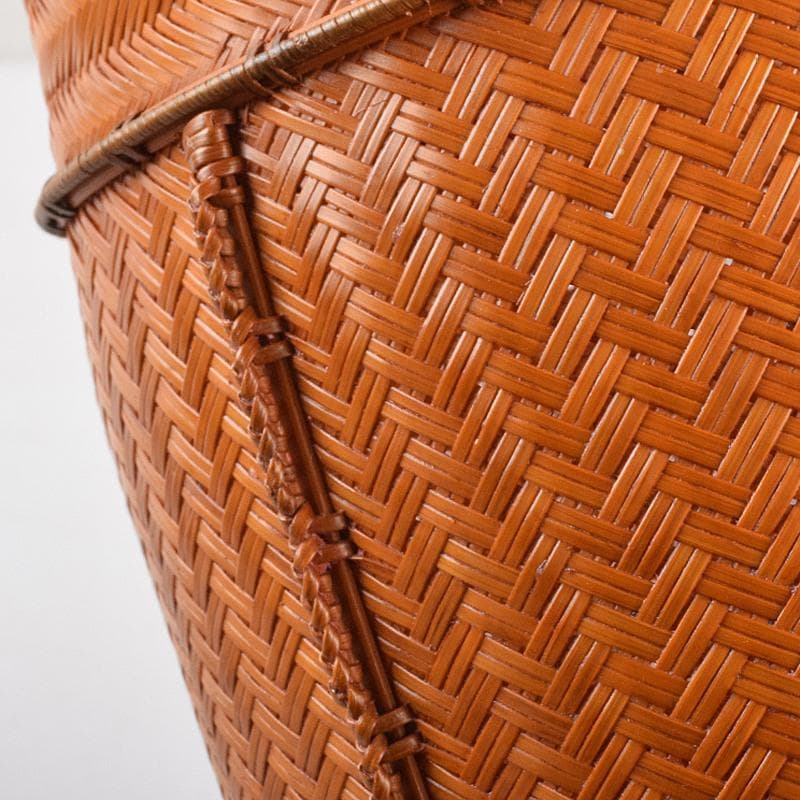 茶道具　江南市無形文化財　瀬邉功山作　綾網代編花入籠　共布共箱　V　R9491B