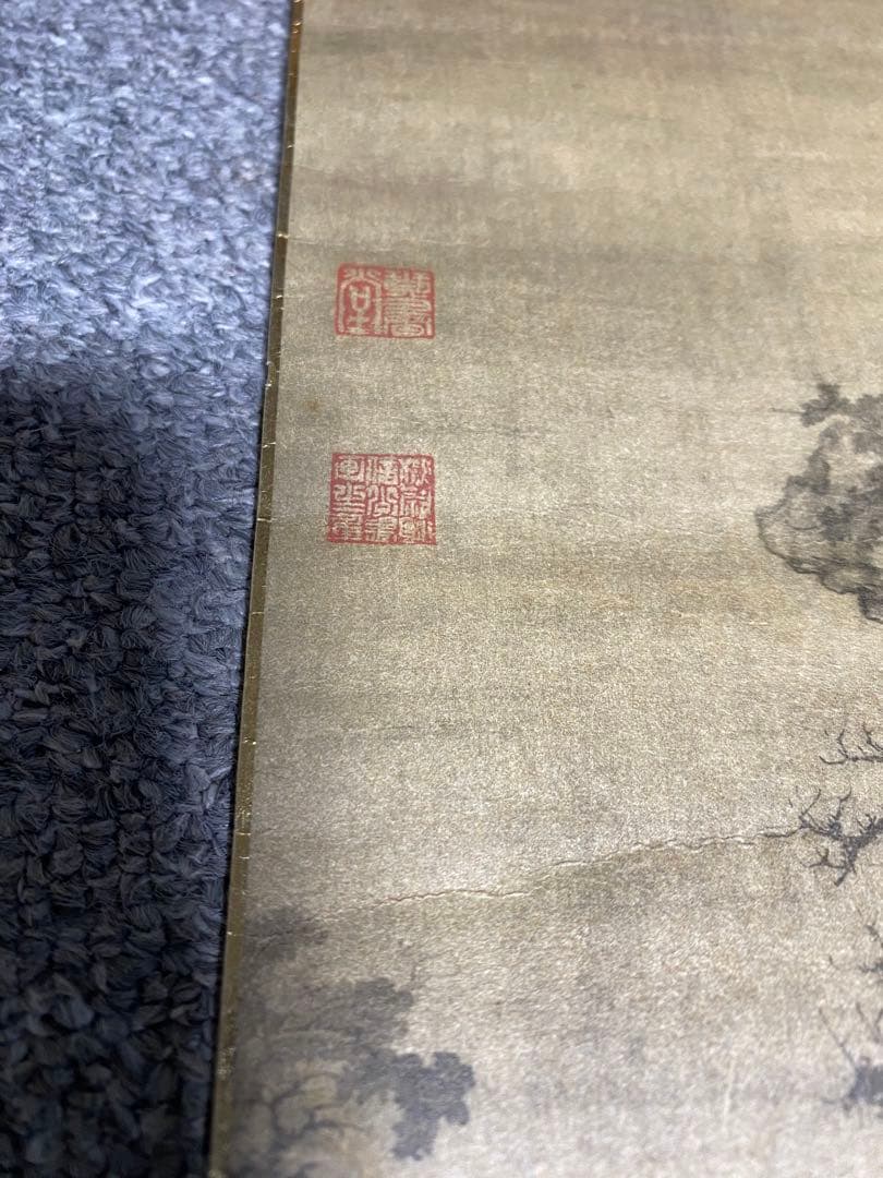 真作 特大幅 二玄社 郭煕「早春図」 工芸印刷絹本 中国画 国立故宮博物院掛軸