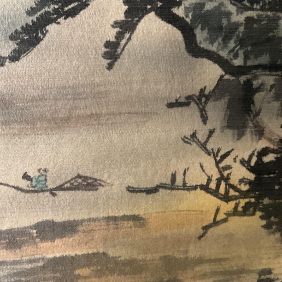 絹本 淡彩色水墨風景画 雲谷筆 表具作品共概ね良好です。