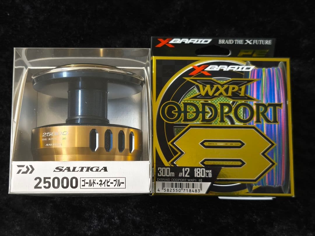 ダイワ 25ソルティガ25000スプール + よつあみオッズポート12号300ｍ