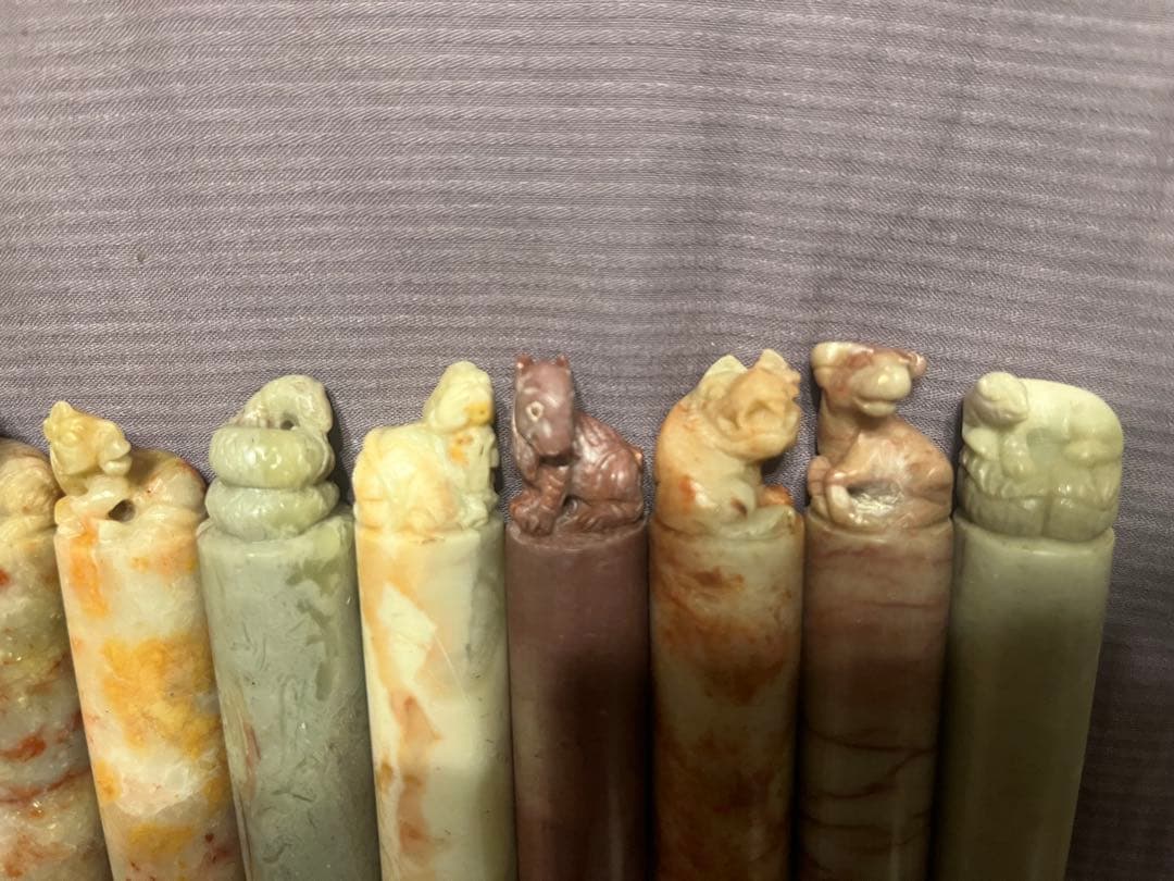 印鑑　石　印材　スタンプ　彫刻　干支　12支　ハンコ　伝統工芸　分化　骨董