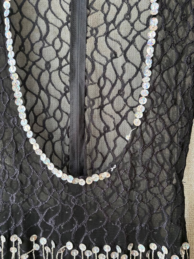 ベリーダンス サイーディドレス 黒レース LL