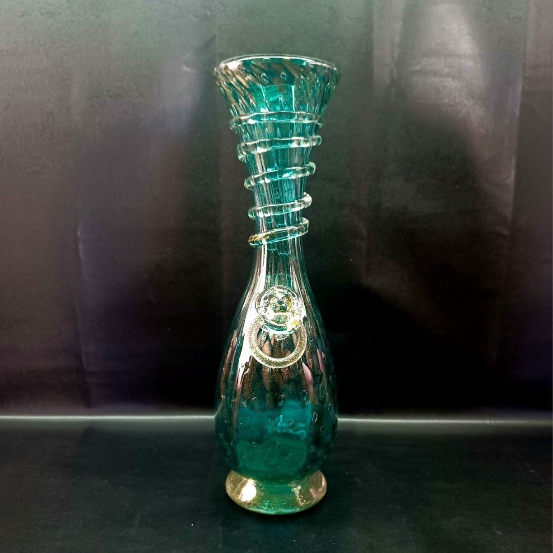 MURANO ムラノ 金彩 エメラルドグリーン ライオン モチーフ 装飾 花器