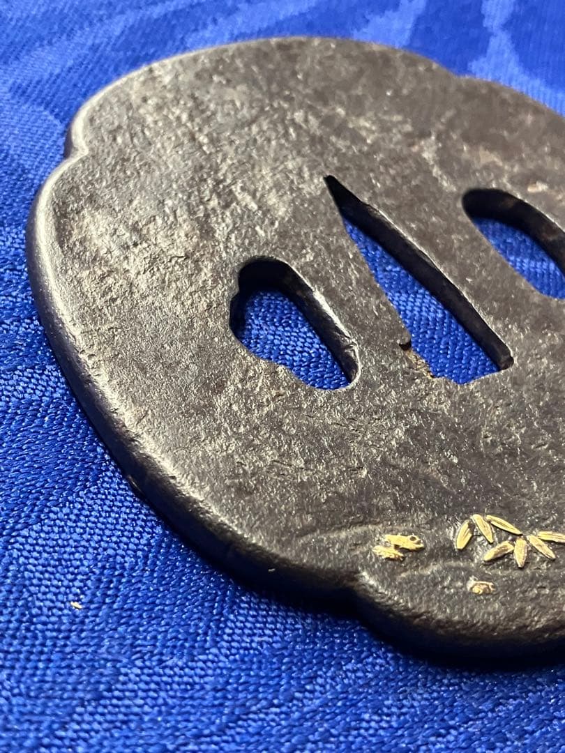 鍔　大刀鍔　日本刀　時代物　金銀象嵌　太公望　武具　刀
