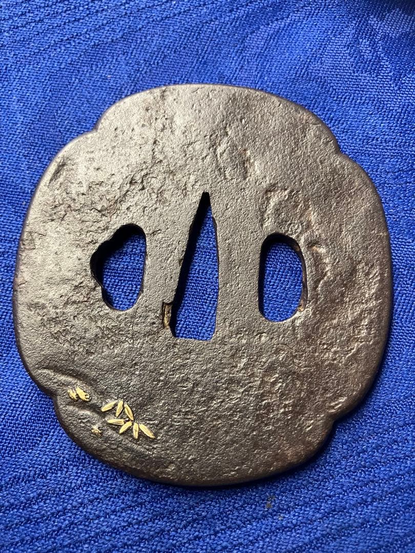 鍔　大刀鍔　日本刀　時代物　金銀象嵌　太公望　武具　刀