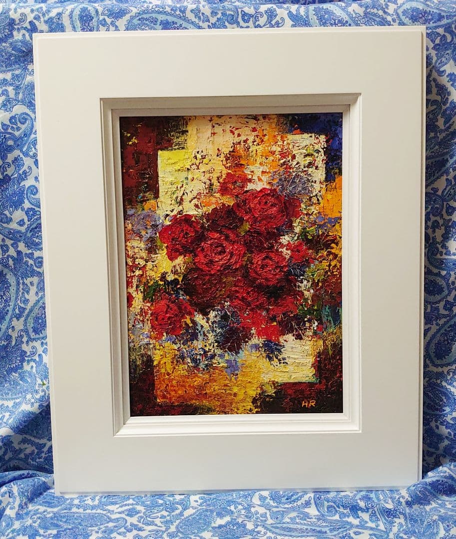 油絵 絵画【赤い薔薇】