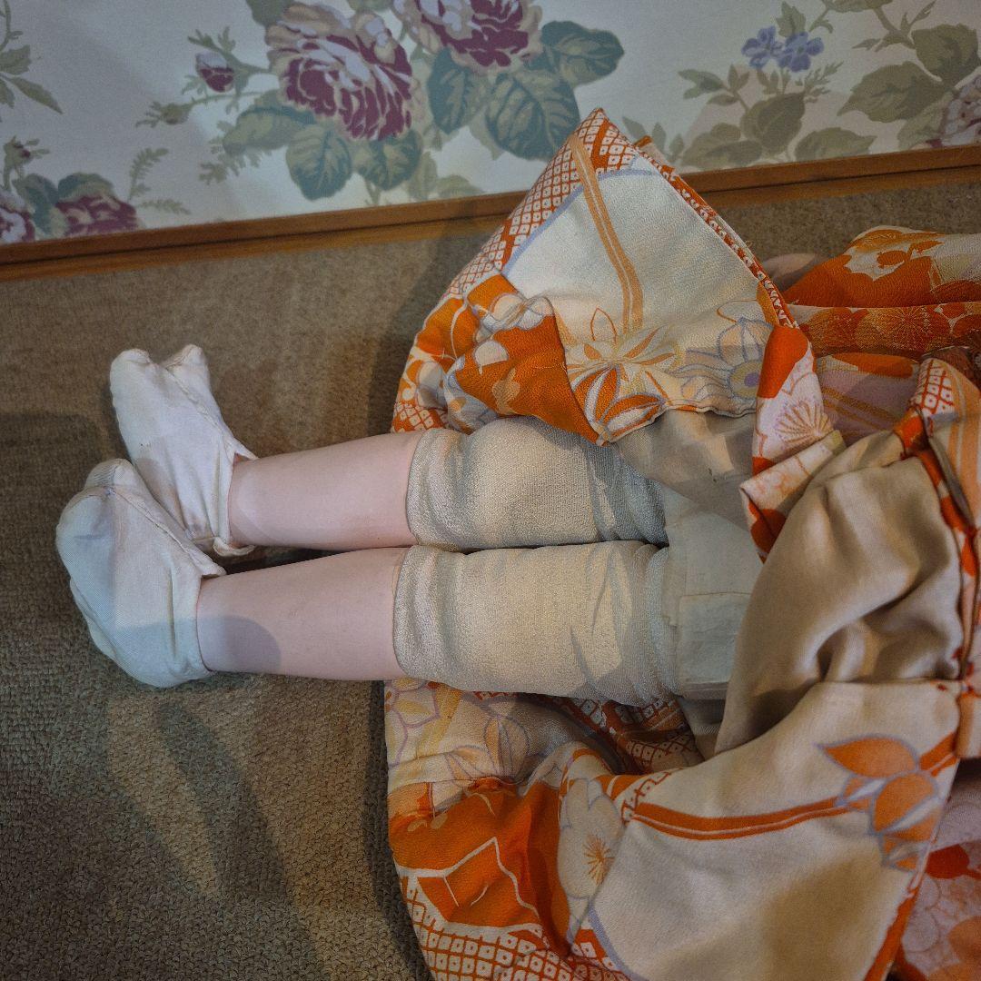 市松人形 オレンジの梅柄