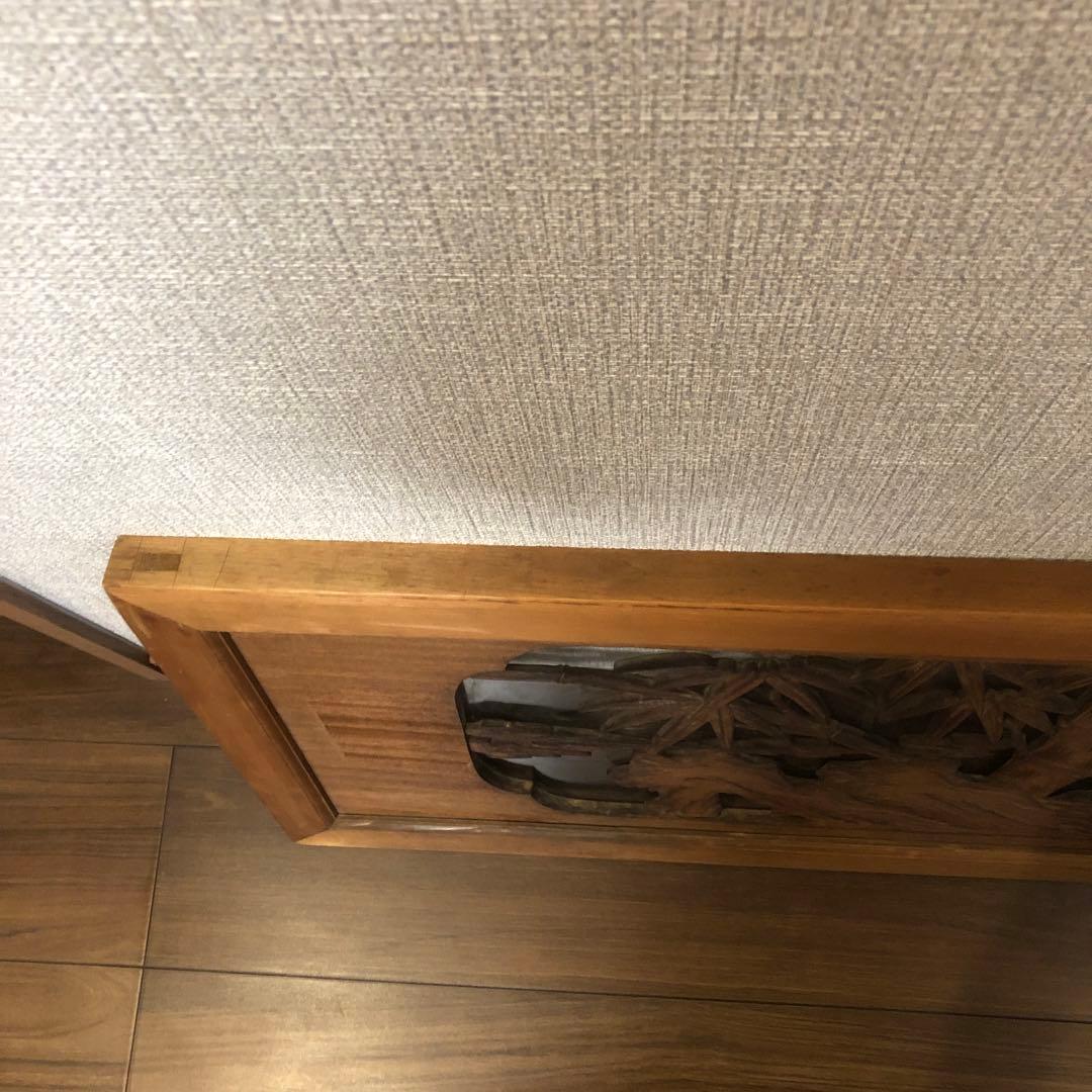 欄間　ガラス付き　和室　アンティーク　コレクション　古民家　オブジェ　木彫り