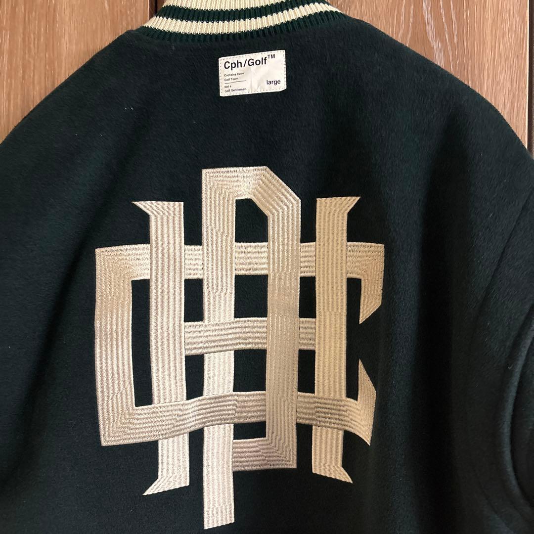 スタジャン ブラック・ベージュ刺繍ロゴ