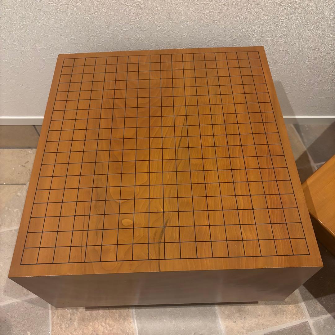 稀少！木製天然木 本榧 柾目 一枚物 脚付 碁盤 桐盤覆付厚21cm検囲碁本榧