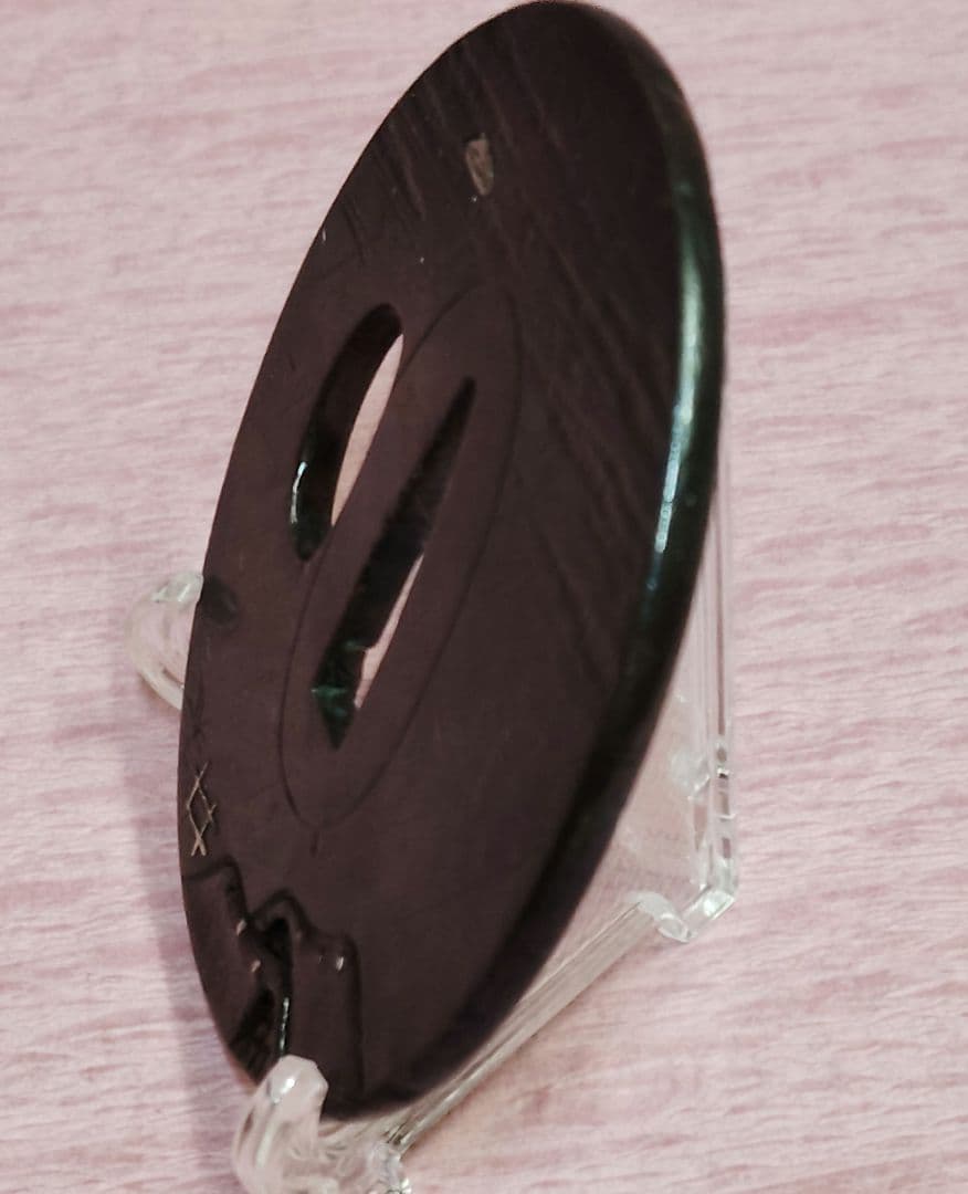 刀装具 鐔 鍔 無銘 銅地 象嵌 風景図 丸形鐔 時代物