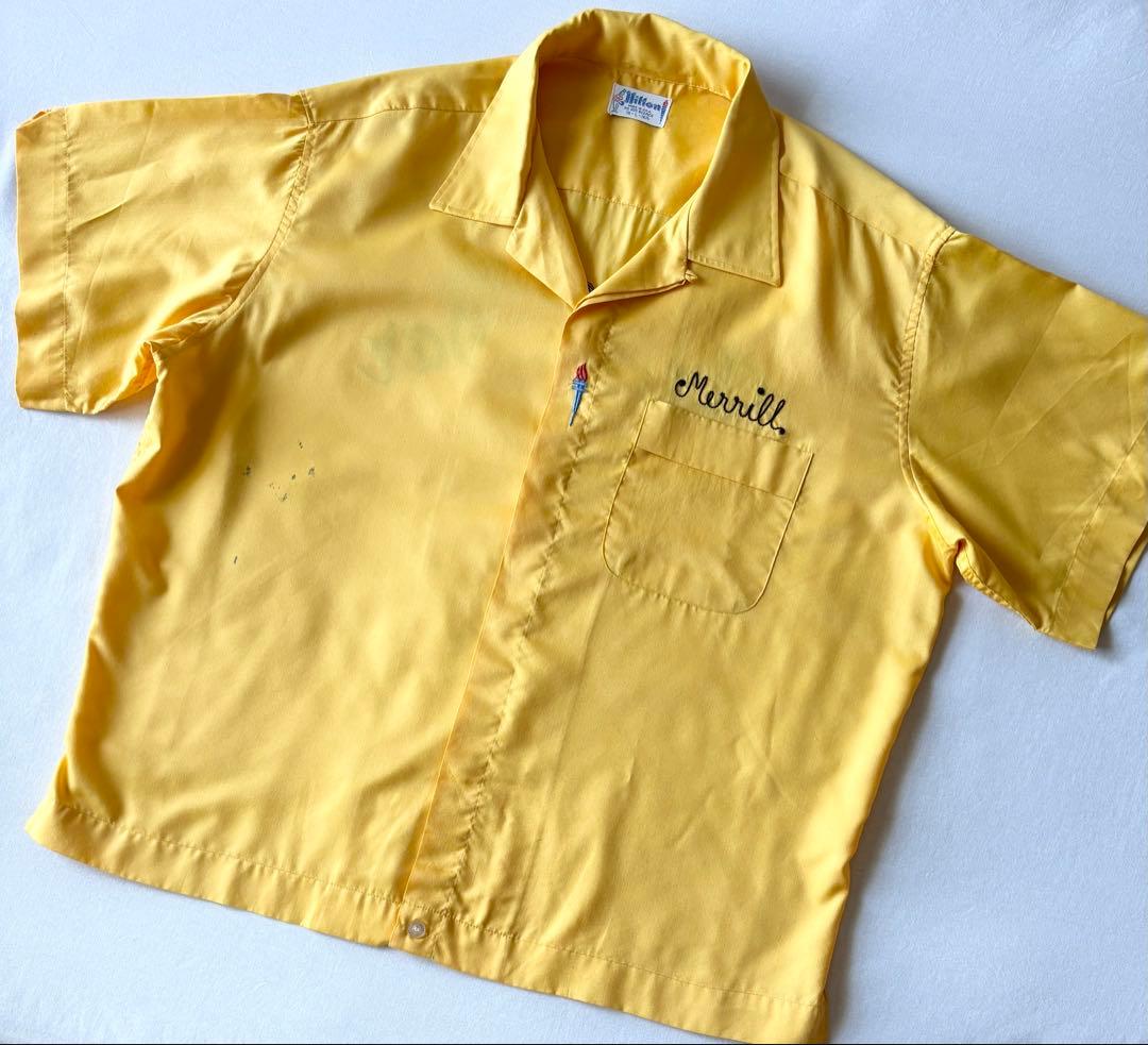 60's〜70's USA製 ヒルトン HILTON ボーリングシャツ 刺繍