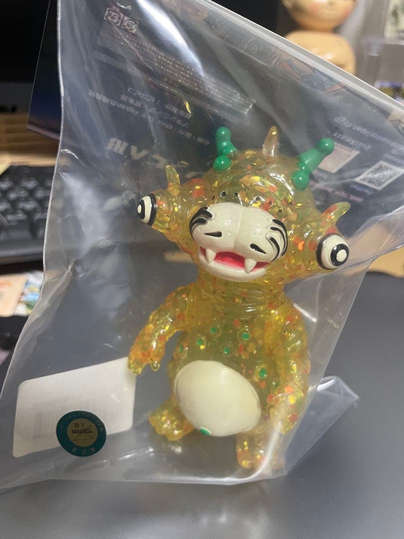 MAXTOY ミニソフビ怪獣倉庫シリーズ テツオン クリアイエロー成型　ラメ