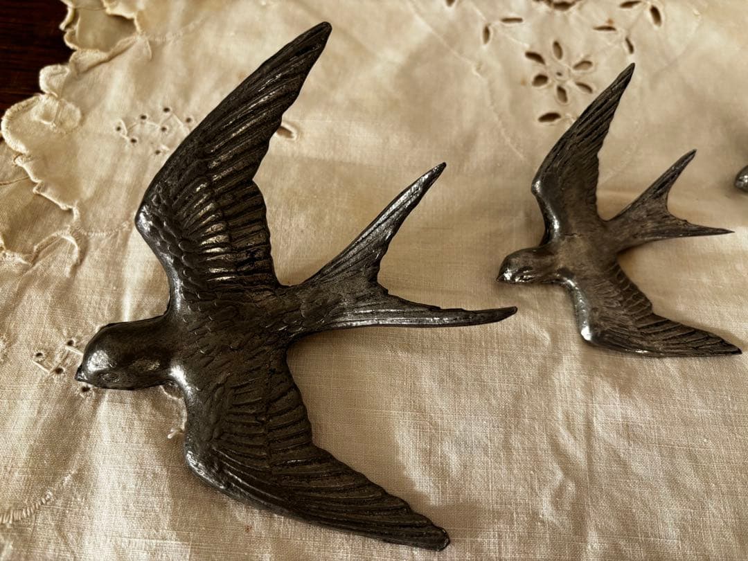 ピューター　ツバメ　3個セット　ブロカント　壁掛け　オーナメント