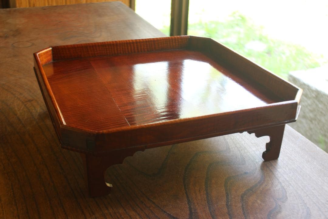 ぞのさま専用！時代拭き漆の映える脚付隅切り四方膳3点（検輪島塗春慶塗お膳お盆