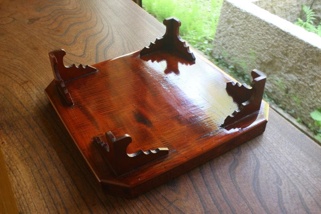 ぞのさま専用！時代拭き漆の映える脚付隅切り四方膳3点（検輪島塗春慶塗お膳お盆