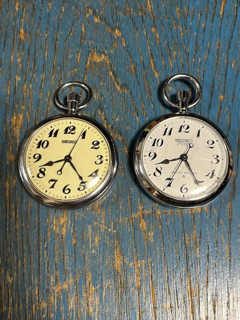 ＪＲ東海SEIKO 蓄光タイプ懐中時計と静局手巻き懐中時計　２個セット