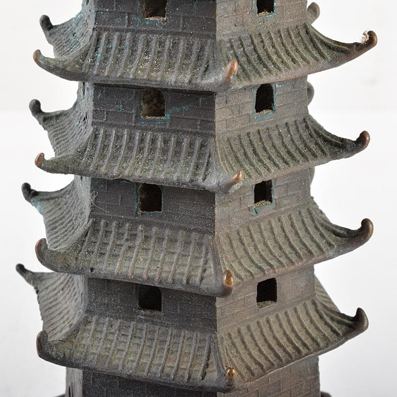 仏教美術　古銅　仏塔　置物　高さ約29cm　M　R6245