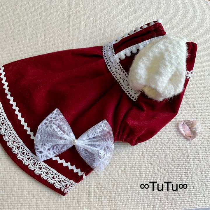 よそゆきワンピース　犬服ハンドメイド　クリスマス　犬服ワンピース　∞TuTu∞