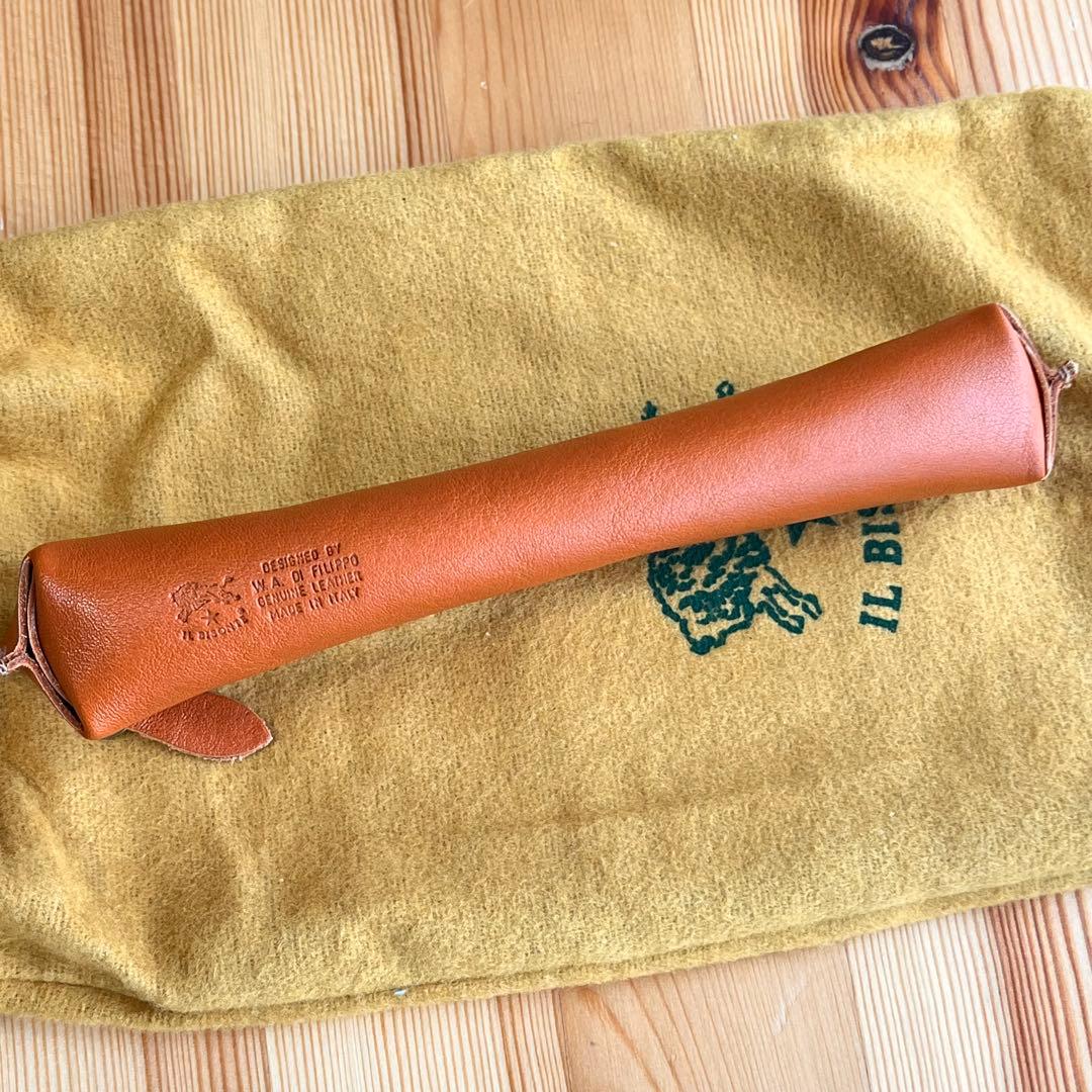新品 イルビゾンテ ペンケース オレンジ 購入証明書 保存袋付き