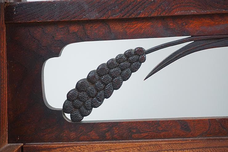 時代木彫刀掛け　稲穂透かし五本掛け　日本刀飾り台