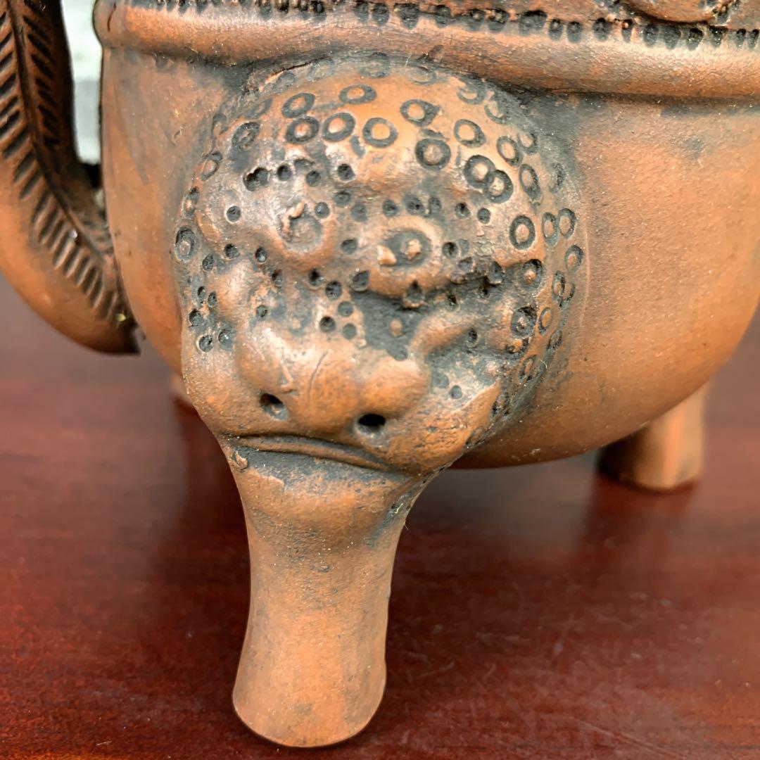 希少品　中国古美術品　茶器　宜興紫砂　陶器　急須　茶壺　お猪口付き　鳳凰　龍