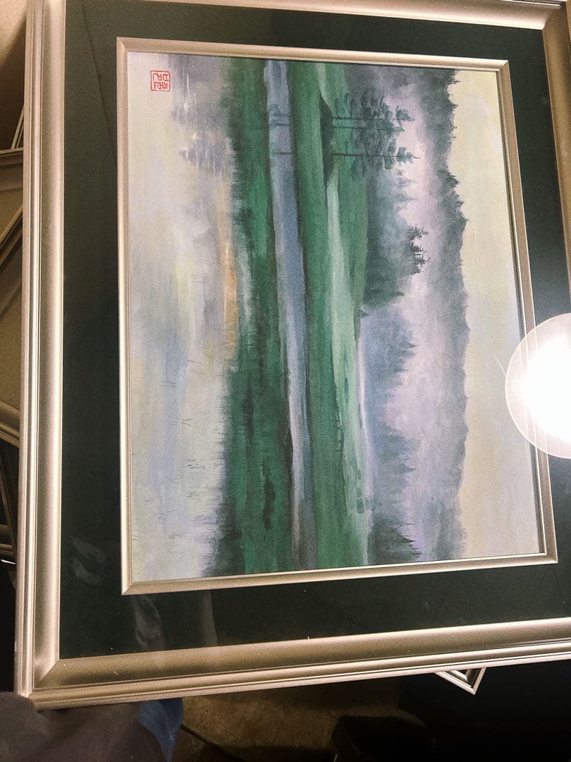 日本画　風景画　額縁入り　飾り絵